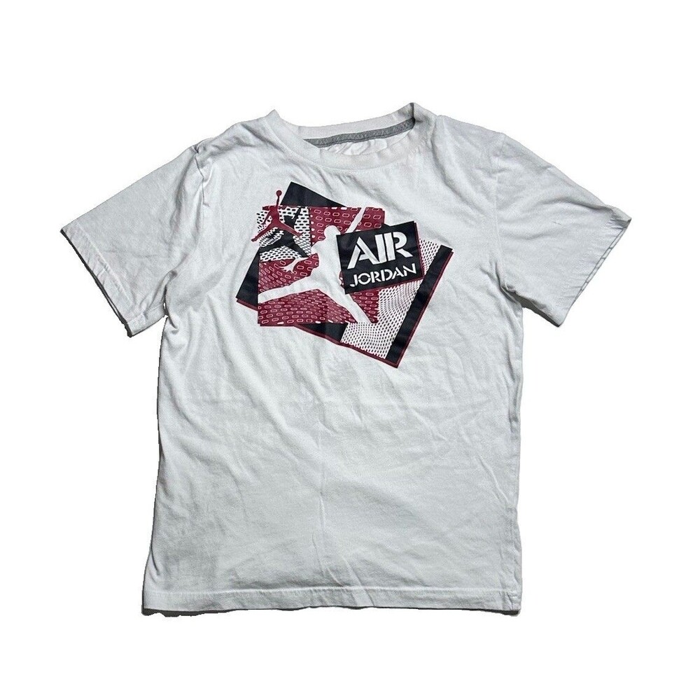 Jordan Air Boys Graphic T-Shirt White Red Size L 12-13 Years